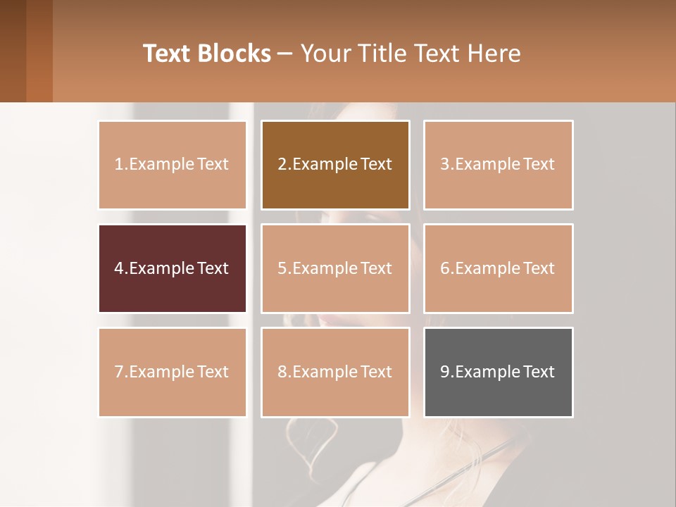 A Woman Looking Out A Window With A Brown Background PowerPoint Template