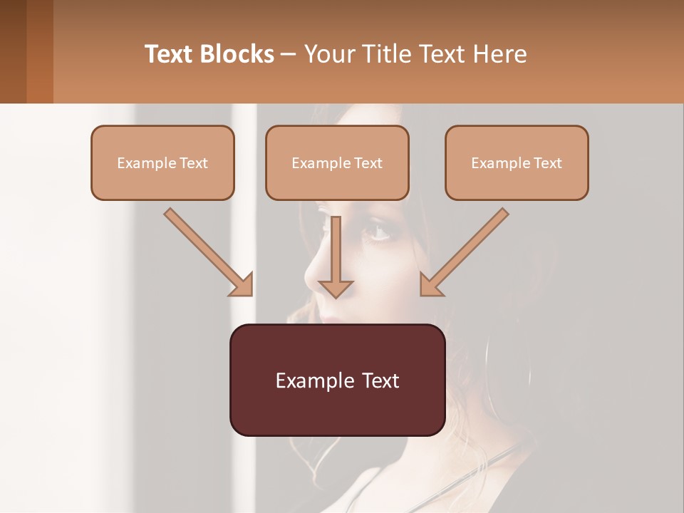 A Woman Looking Out A Window With A Brown Background PowerPoint Template