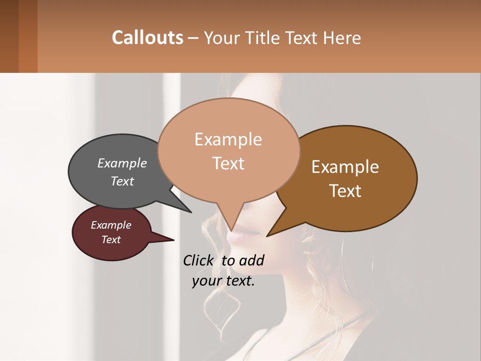 A Woman Looking Out A Window With A Brown Background PowerPoint Template