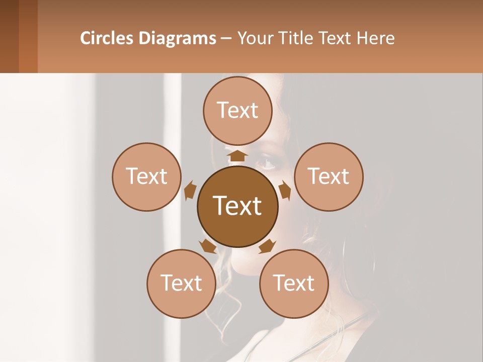 A Woman Looking Out A Window With A Brown Background PowerPoint Template