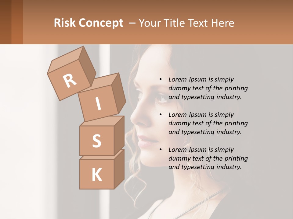 A Woman Looking Out A Window With A Brown Background PowerPoint Template