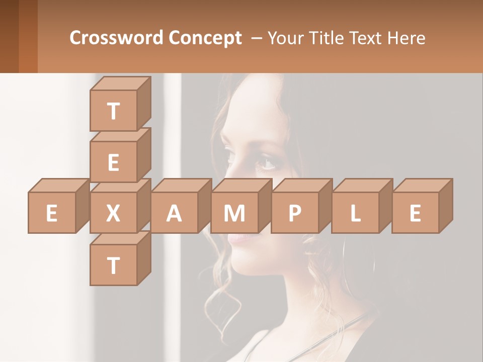 A Woman Looking Out A Window With A Brown Background PowerPoint Template