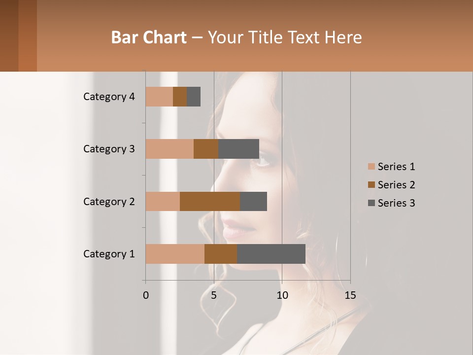 A Woman Looking Out A Window With A Brown Background PowerPoint Template