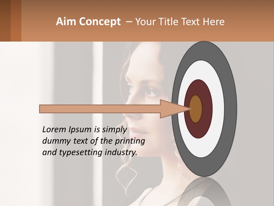 A Woman Looking Out A Window With A Brown Background PowerPoint Template