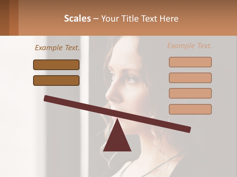 A Woman Looking Out A Window With A Brown Background PowerPoint Template
