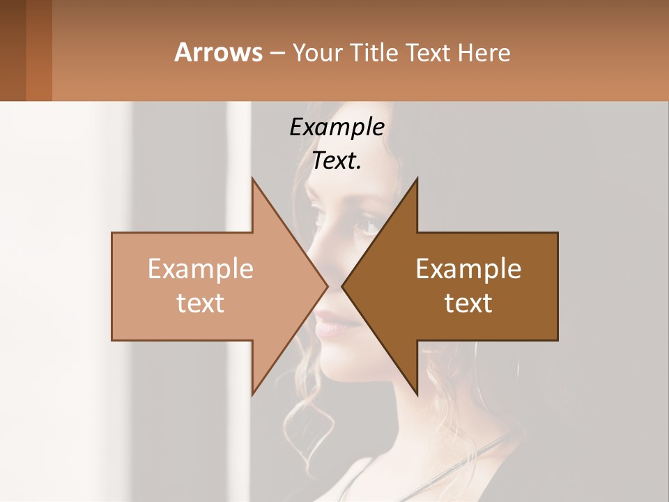 A Woman Looking Out A Window With A Brown Background PowerPoint Template