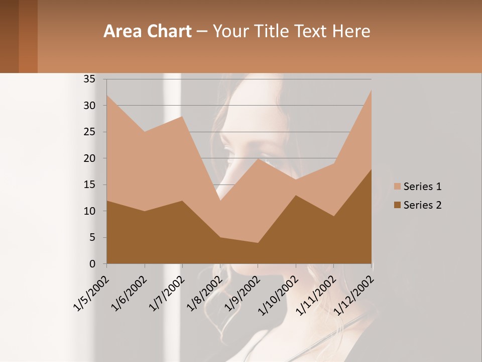 A Woman Looking Out A Window With A Brown Background PowerPoint Template