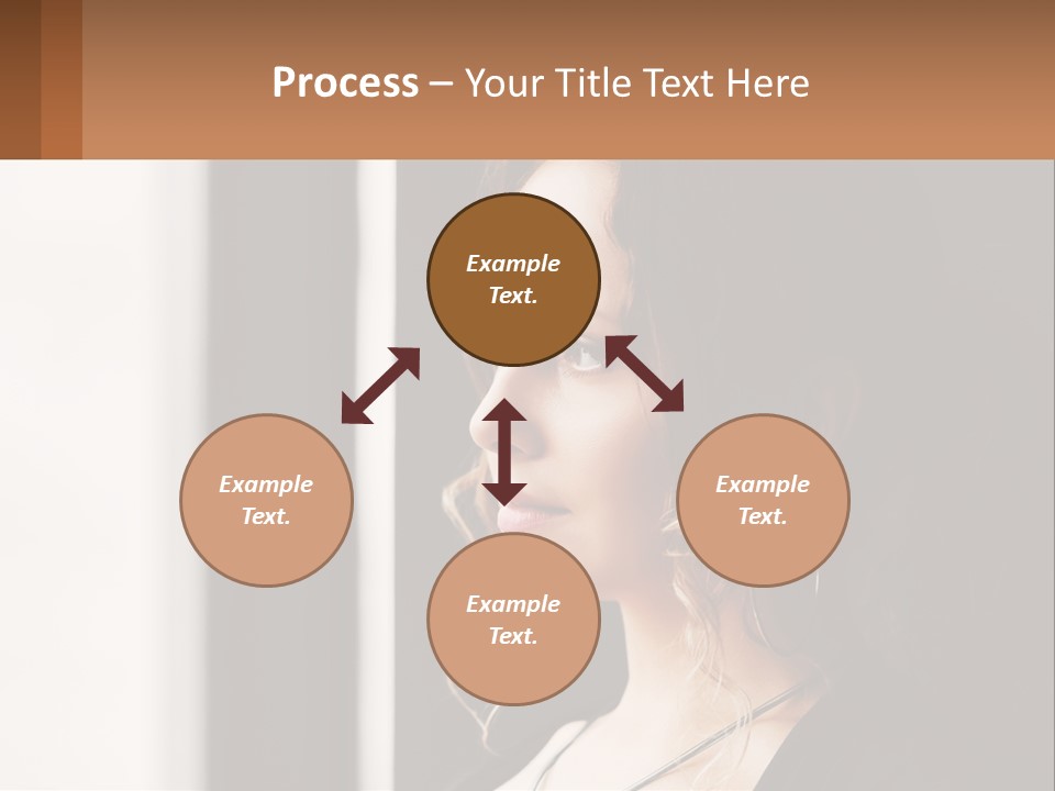 A Woman Looking Out A Window With A Brown Background PowerPoint Template