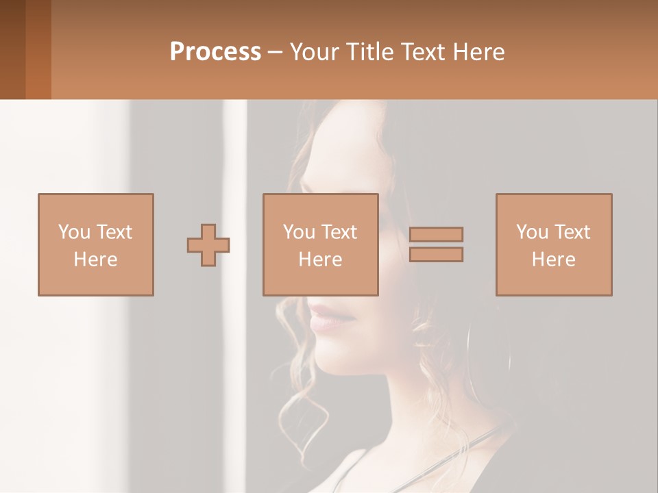 A Woman Looking Out A Window With A Brown Background PowerPoint Template