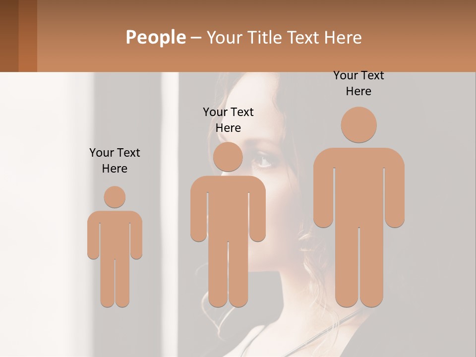 A Woman Looking Out A Window With A Brown Background PowerPoint Template