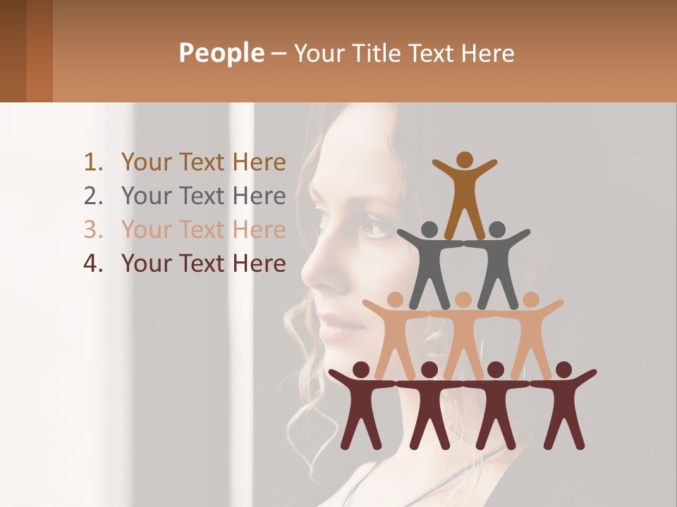 A Woman Looking Out A Window With A Brown Background PowerPoint Template