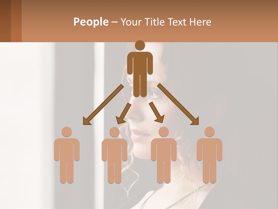 A Woman Looking Out A Window With A Brown Background PowerPoint Template