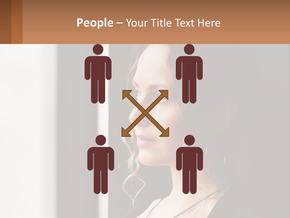 A Woman Looking Out A Window With A Brown Background PowerPoint Template