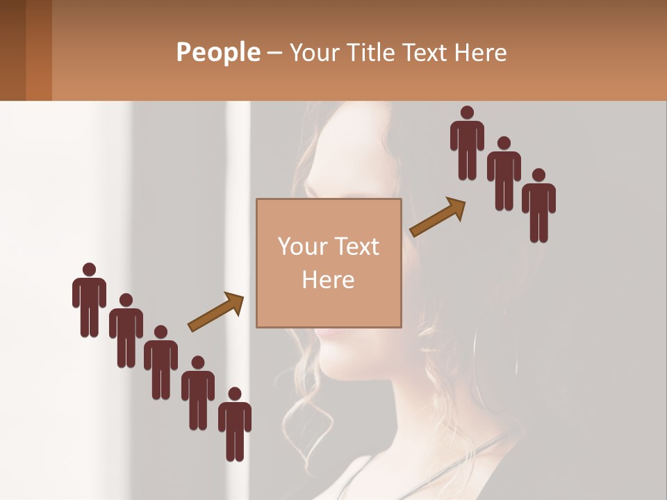 A Woman Looking Out A Window With A Brown Background PowerPoint Template
