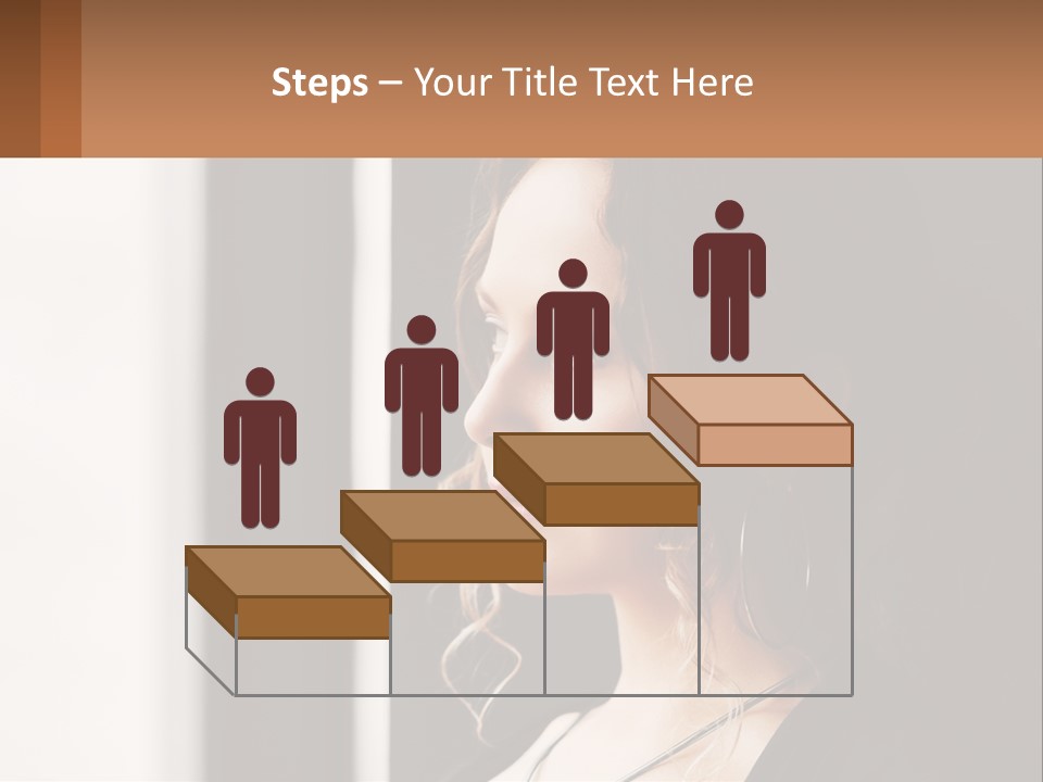 A Woman Looking Out A Window With A Brown Background PowerPoint Template