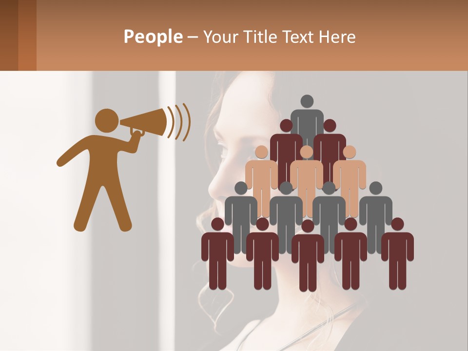 A Woman Looking Out A Window With A Brown Background PowerPoint Template