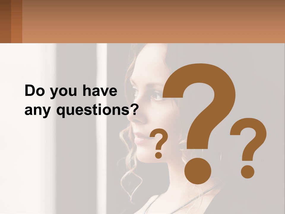 A Woman Looking Out A Window With A Brown Background PowerPoint Template