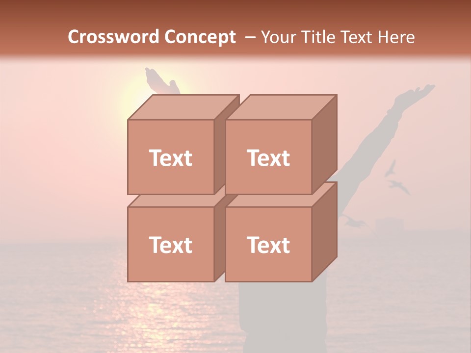 A Person Standing On A Beach With Their Arms In The Air PowerPoint Template