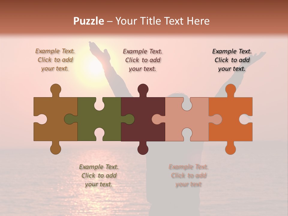 A Person Standing On A Beach With Their Arms In The Air PowerPoint Template