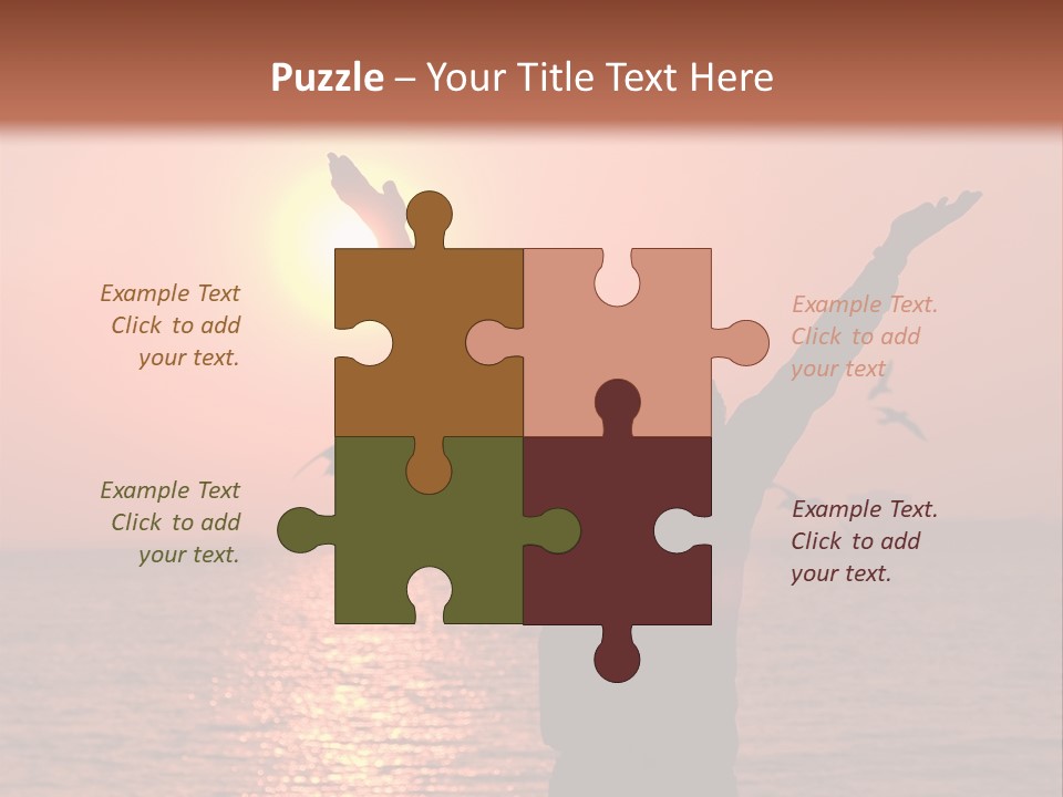 A Person Standing On A Beach With Their Arms In The Air PowerPoint Template