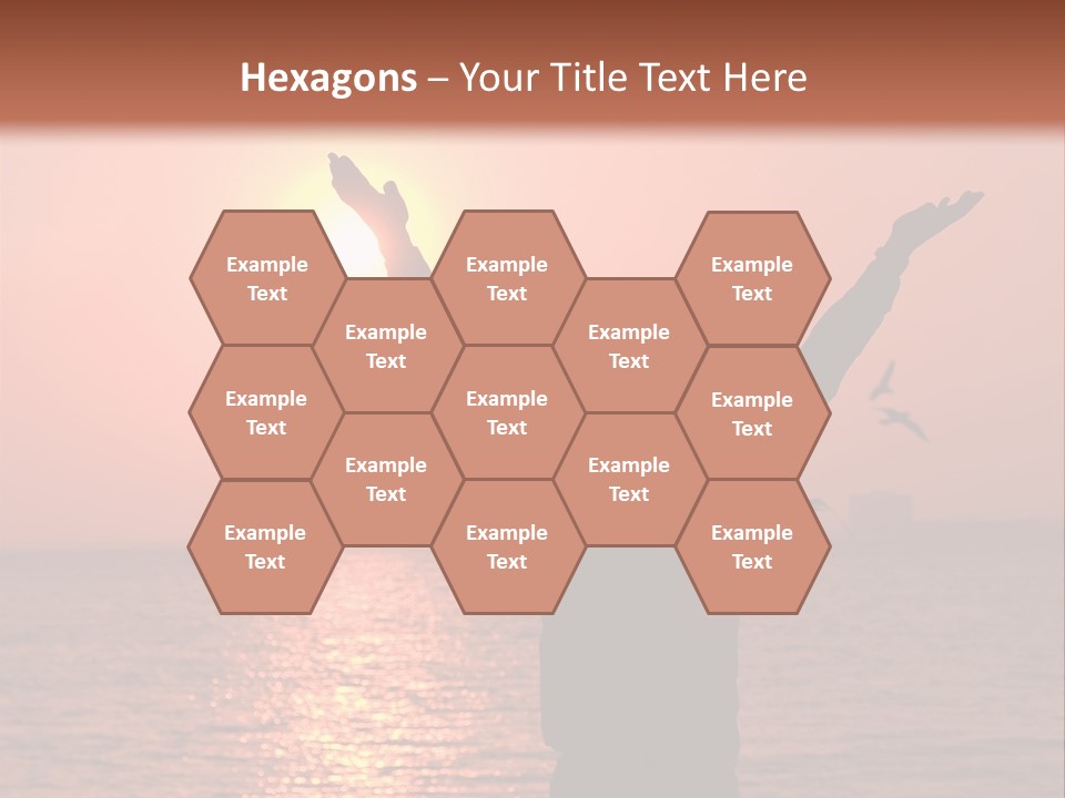 A Person Standing On A Beach With Their Arms In The Air PowerPoint Template