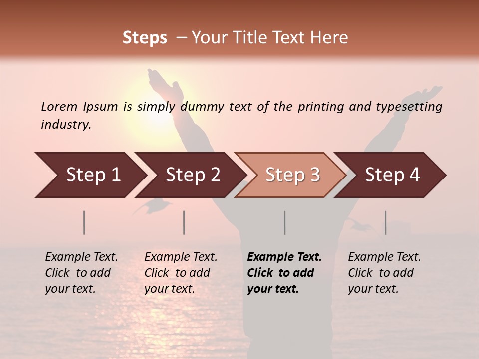 A Person Standing On A Beach With Their Arms In The Air PowerPoint Template