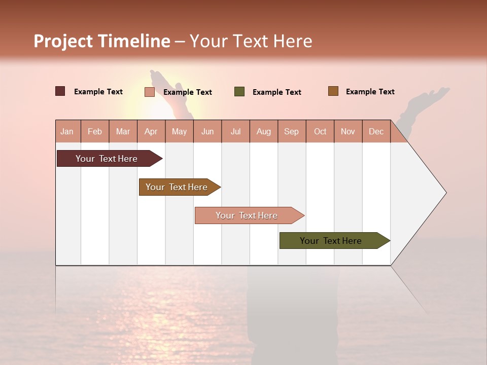 A Person Standing On A Beach With Their Arms In The Air PowerPoint Template