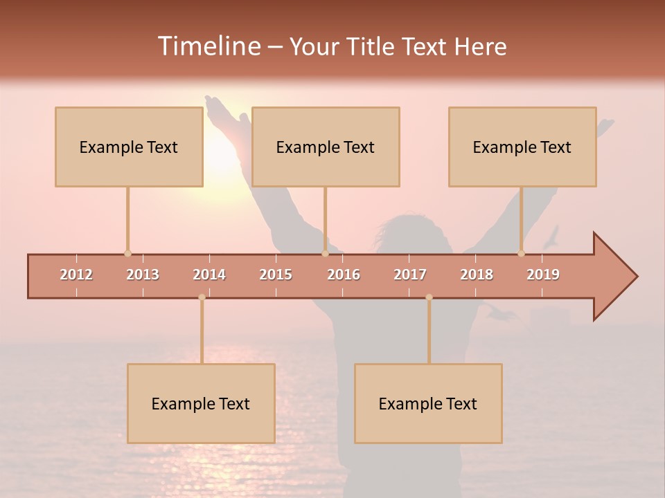 A Person Standing On A Beach With Their Arms In The Air PowerPoint Template