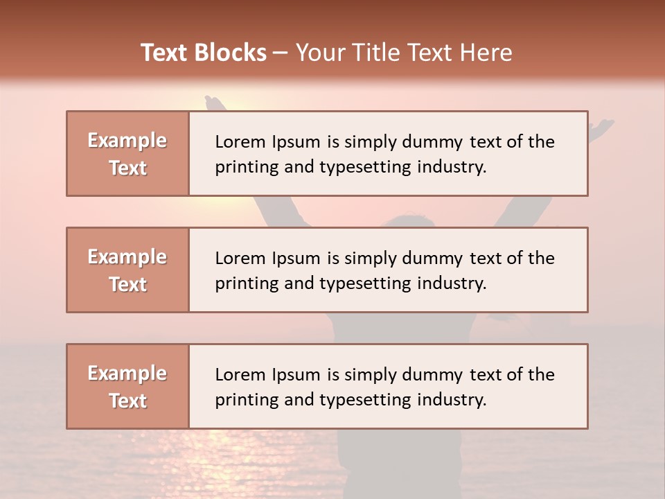 A Person Standing On A Beach With Their Arms In The Air PowerPoint Template