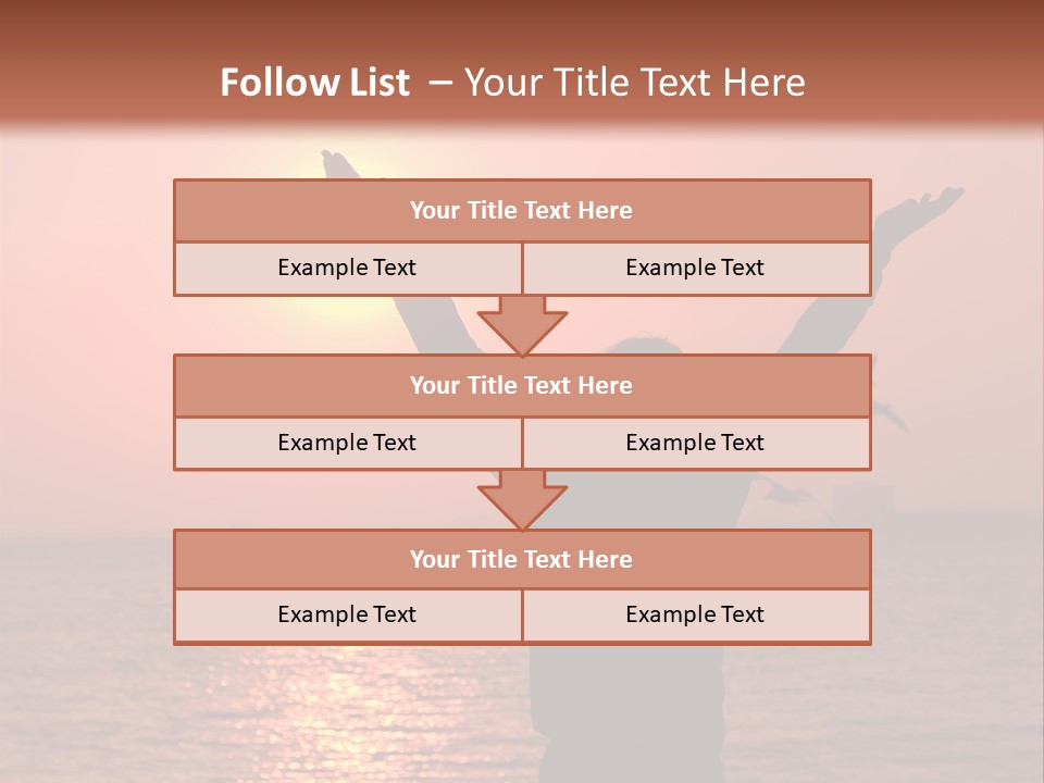 A Person Standing On A Beach With Their Arms In The Air PowerPoint Template