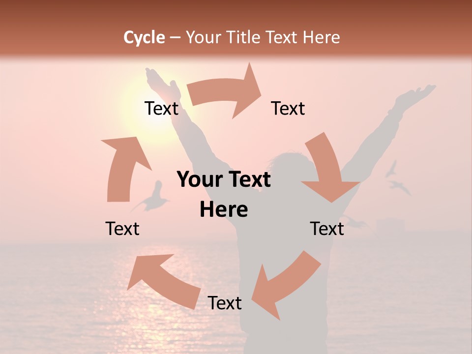 A Person Standing On A Beach With Their Arms In The Air PowerPoint Template