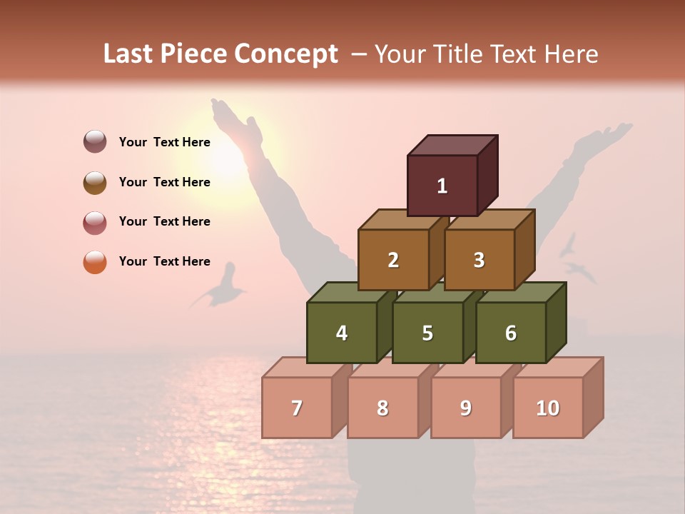 A Person Standing On A Beach With Their Arms In The Air PowerPoint Template