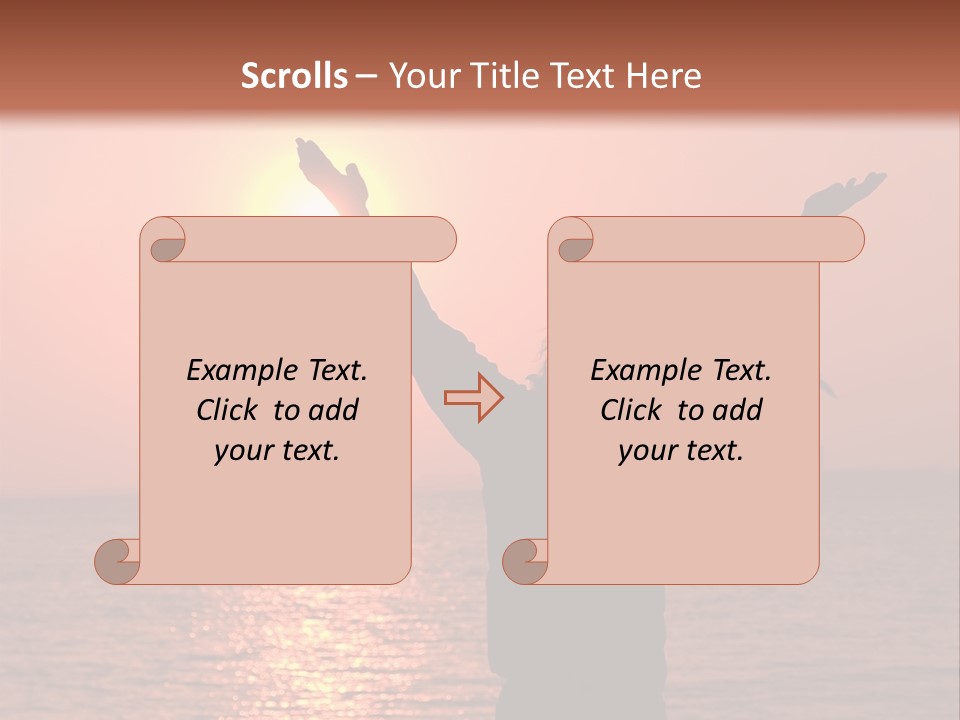 A Person Standing On A Beach With Their Arms In The Air PowerPoint Template