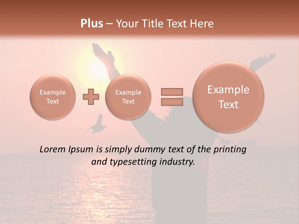 A Person Standing On A Beach With Their Arms In The Air PowerPoint Template