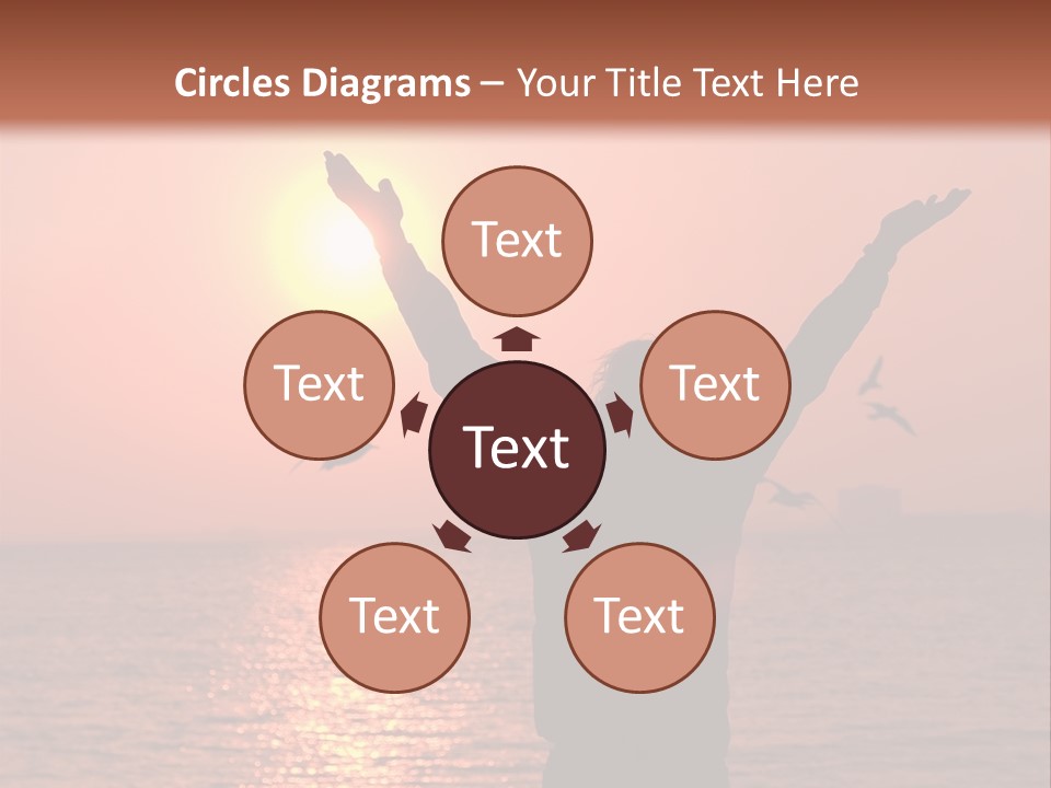 A Person Standing On A Beach With Their Arms In The Air PowerPoint Template