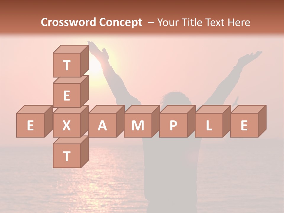 A Person Standing On A Beach With Their Arms In The Air PowerPoint Template