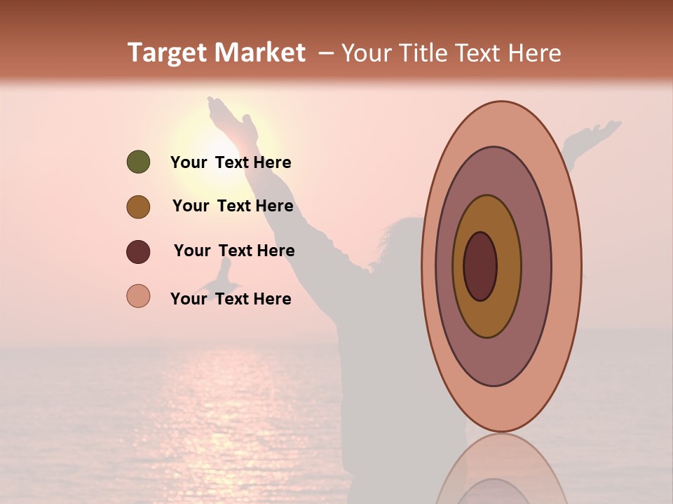 A Person Standing On A Beach With Their Arms In The Air PowerPoint Template