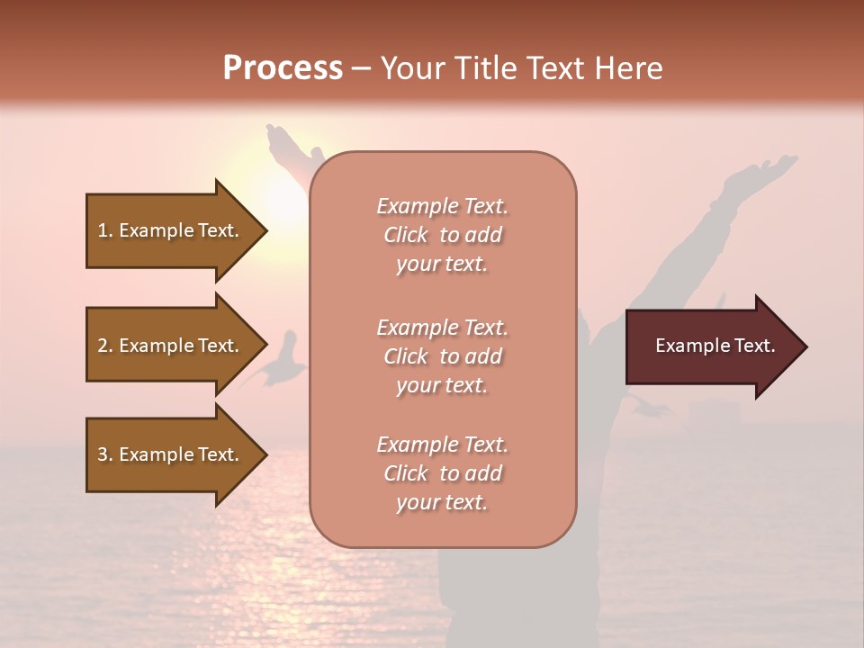 A Person Standing On A Beach With Their Arms In The Air PowerPoint Template