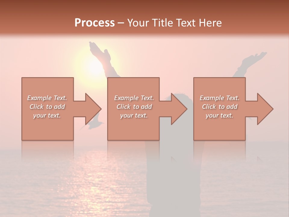 A Person Standing On A Beach With Their Arms In The Air PowerPoint Template