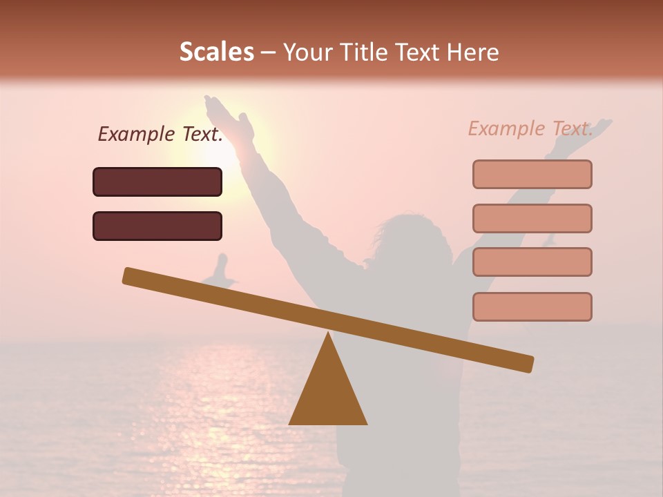 A Person Standing On A Beach With Their Arms In The Air PowerPoint Template