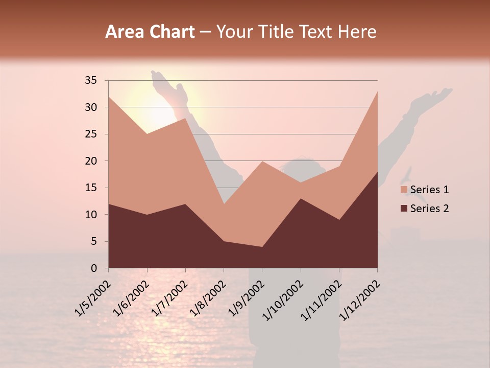 A Person Standing On A Beach With Their Arms In The Air PowerPoint Template