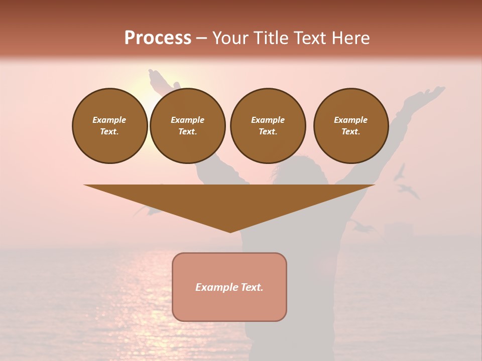 A Person Standing On A Beach With Their Arms In The Air PowerPoint Template