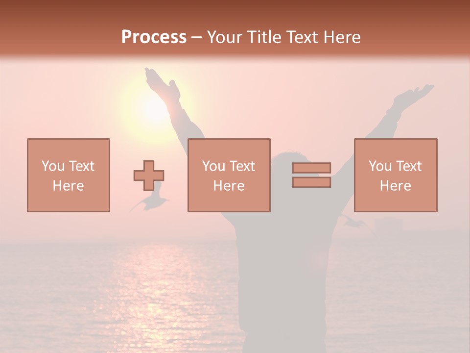 A Person Standing On A Beach With Their Arms In The Air PowerPoint Template
