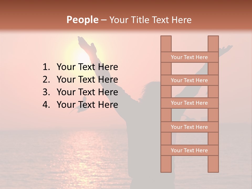 A Person Standing On A Beach With Their Arms In The Air PowerPoint Template