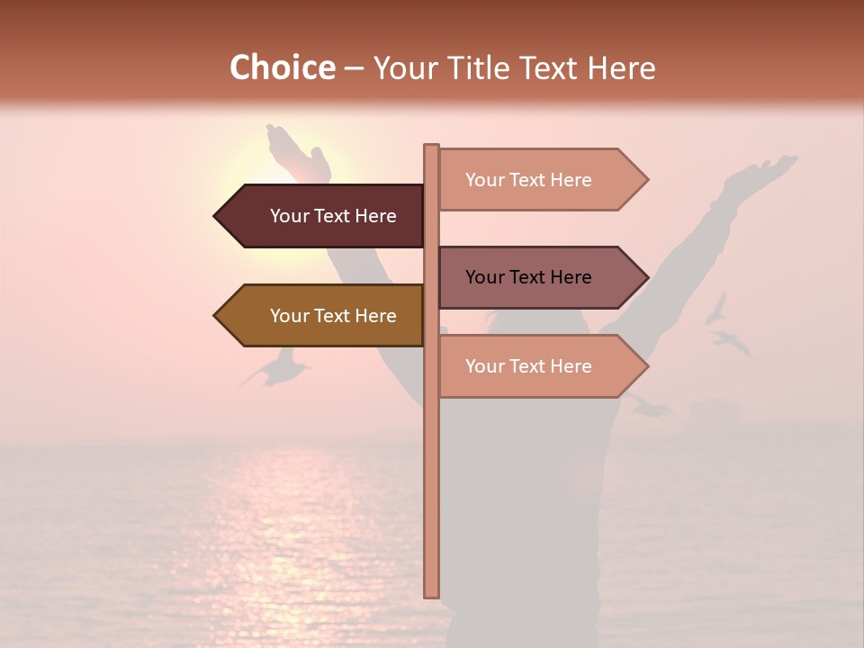 A Person Standing On A Beach With Their Arms In The Air PowerPoint Template