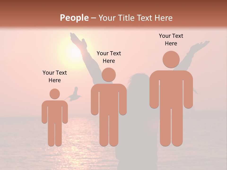 A Person Standing On A Beach With Their Arms In The Air PowerPoint Template