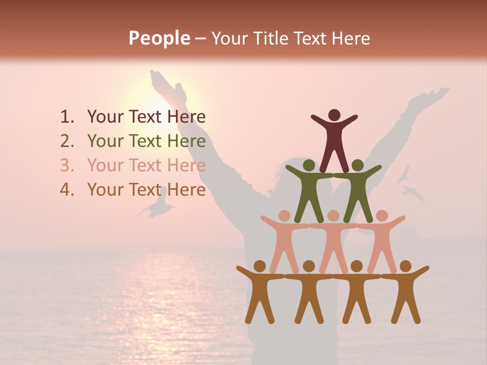 A Person Standing On A Beach With Their Arms In The Air PowerPoint Template