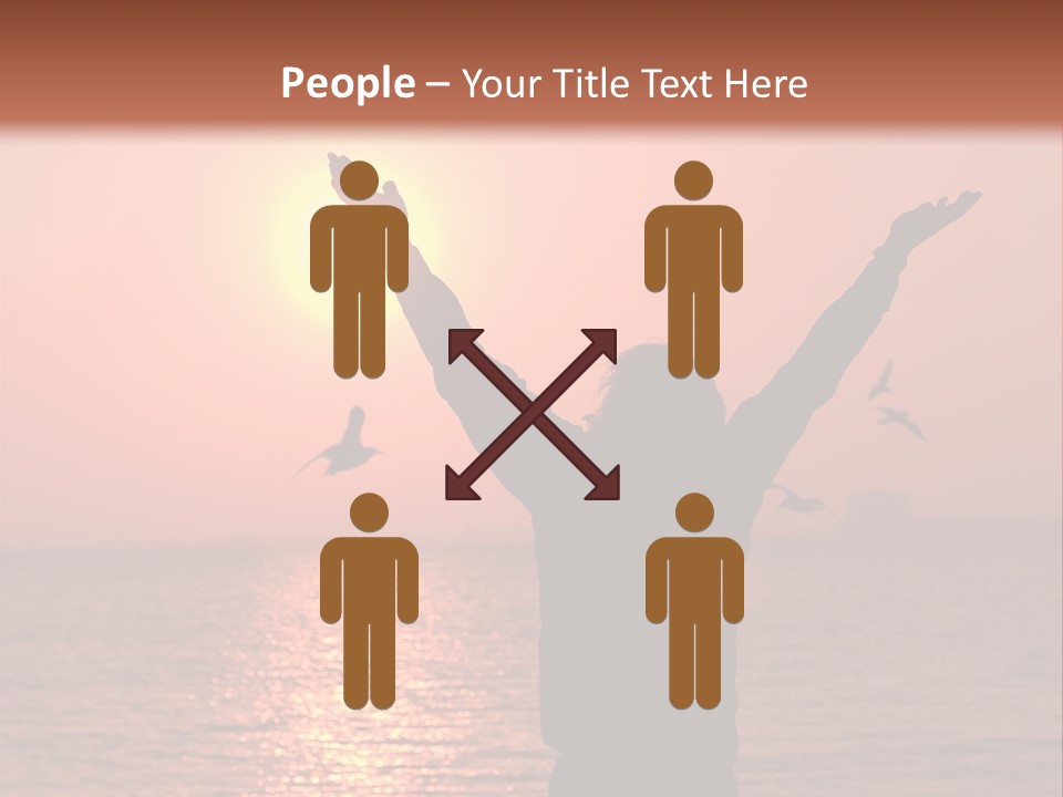 A Person Standing On A Beach With Their Arms In The Air PowerPoint Template