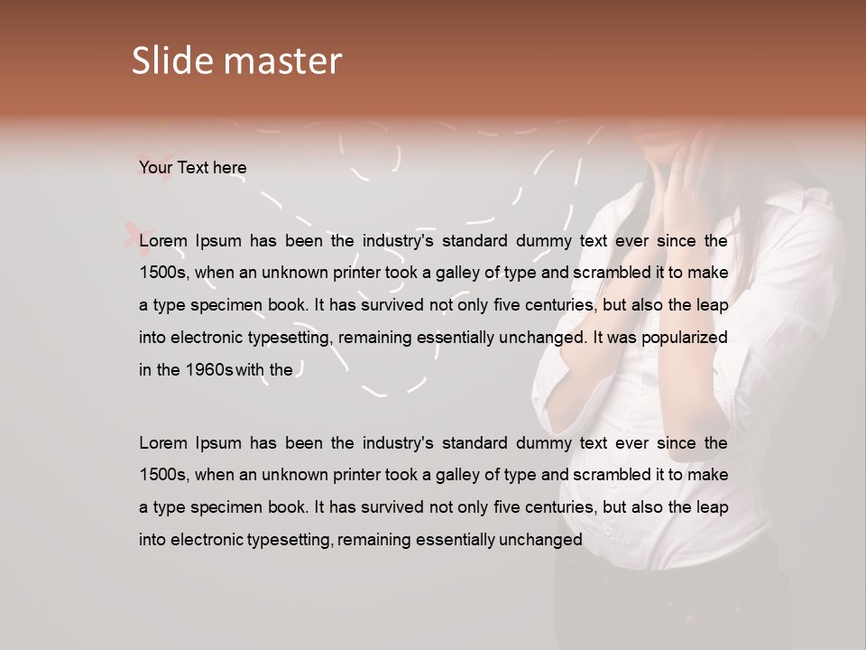 A Woman Standing In Front Of A Gray Wall With Arrows Drawn On It PowerPoint Template