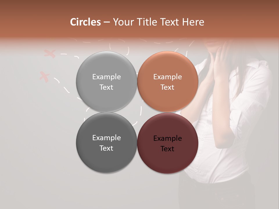 A Woman Standing In Front Of A Gray Wall With Arrows Drawn On It PowerPoint Template